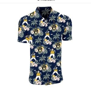 2021 Milwaukee Brewers Hawaiian Barrelman Shirt SGA New Small